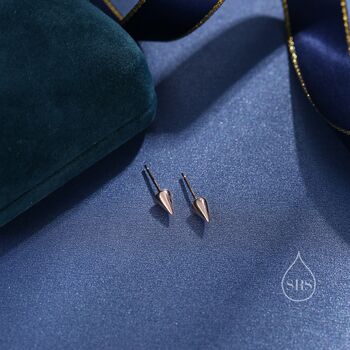 Sterling Silver Tiny Pyramid Spike Stud Earrings, 3 of 11