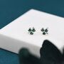 Sterling Silver Green Cz Shamrock Tiny Stud Earrings, thumbnail 3 of 12