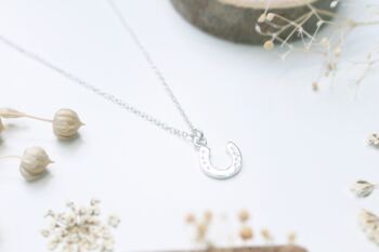 Sterling Silver Horseshoe Necklace Good Luck Gift, 5 of 6