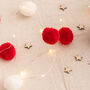 Red And White Pom Pom Fairy Lights, thumbnail 1 of 3