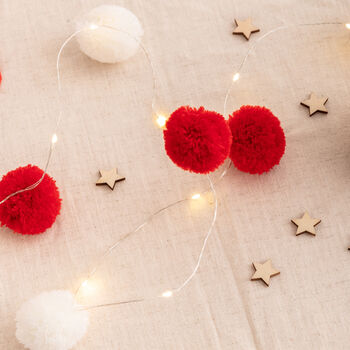 Christmas Red And White Pom Pom Lights, 2 of 3