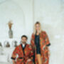 Men's Batik Kimono Robe In Red, thumbnail 7 of 11
