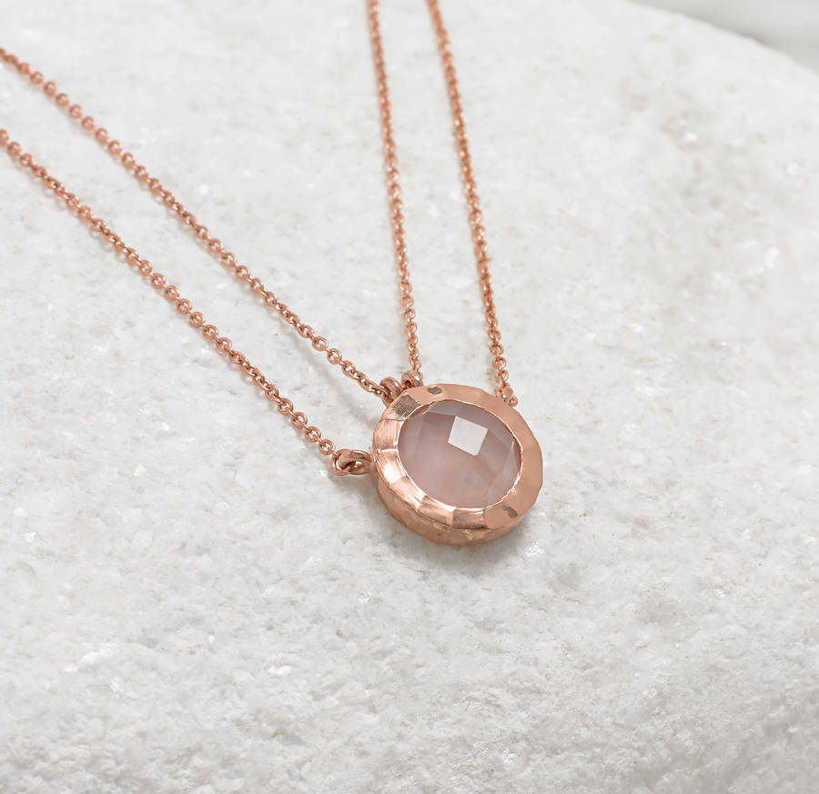 18ct Rose Gold Vermeil Double Chain Gemstone Necklace By Sharon Mills