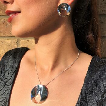 Wave Open Circle Large Sterling Silver Pendant, 3 of 5