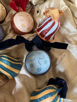 Moon Face Ceramic Glitter Bauble, 5 of 8