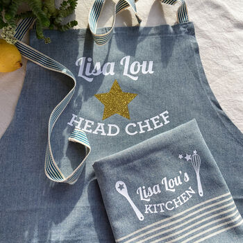 Personalised Natural Cotton Kitchen Apron, 5 of 11