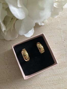 18 K Gold Plated Chunky Star Huggie Hoop Earrings, 7 of 8