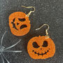 Orange Glitter Pumpkin Earrings, thumbnail 1 of 2