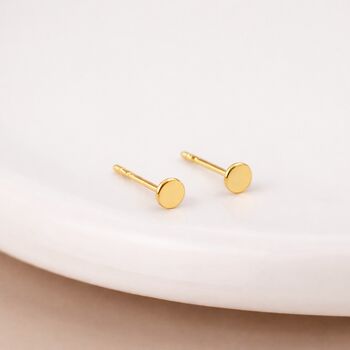 Gold Plated Sterling Silver Disc Micro Stud Earrings – 3mm, 2 of 6