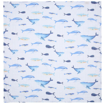 Muslin Swaddle Baby Gift Blanket Sea Whale X Large, 3 of 3