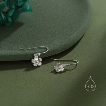 Tiny Forget Me Not Flower Drop Hook Earrings, 6 of 10