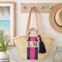 Personalised Stripe Monogram Beach Basket, thumbnail 1 of 9