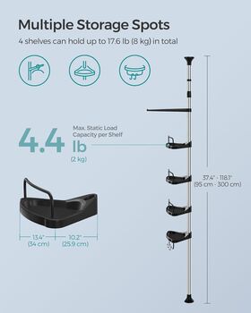 Shower Caddy Telescopic Bathroom Corner Shelf, 2 of 8