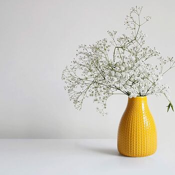 Set Of Three Yellow Ceramic Mini Vases, 3 of 4