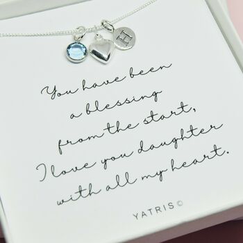 Silver Heart And Birthstone Daughter Necklace, 3 of 6