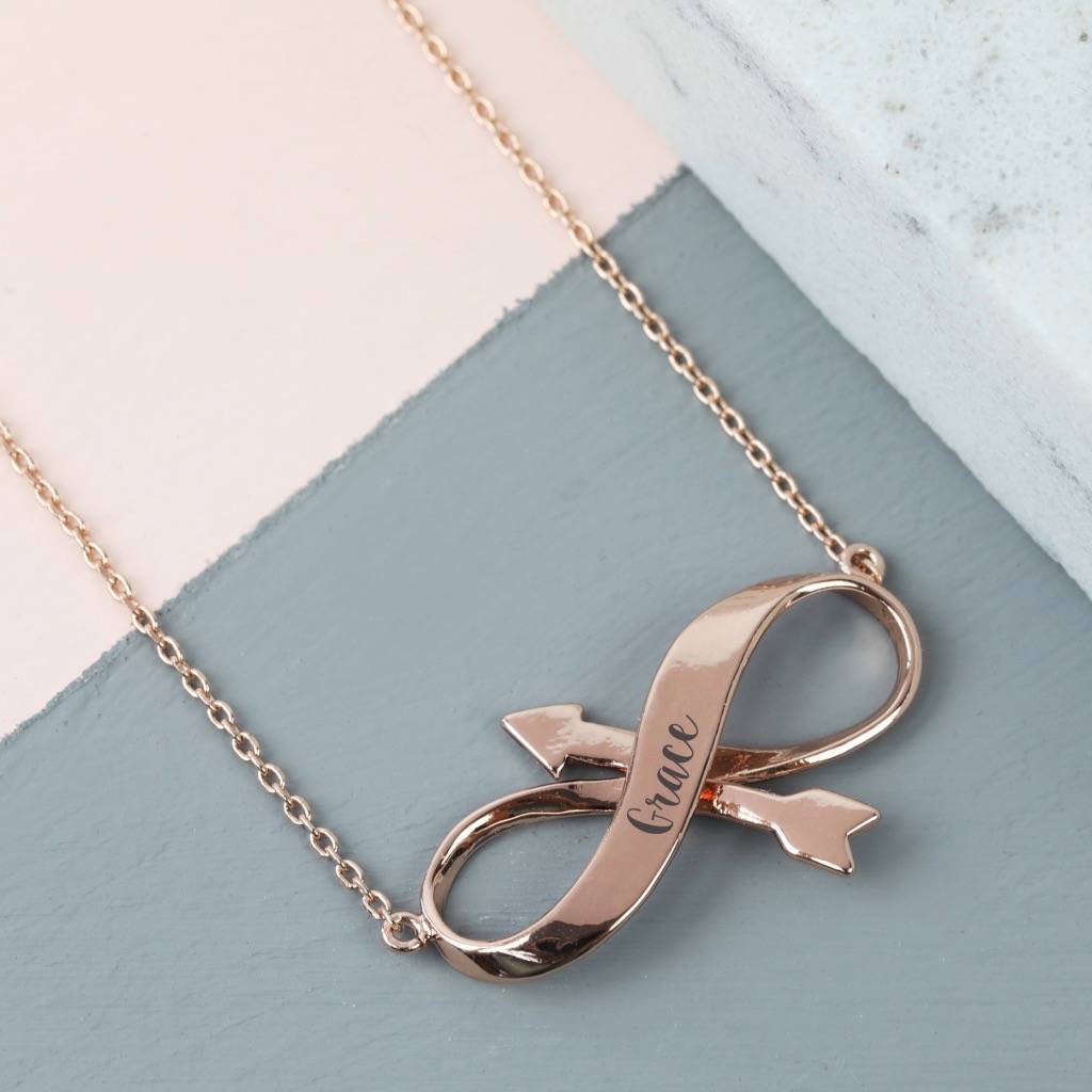 personalised infinity arrow pendant necklace by lisa angel