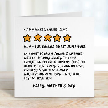 Mother's Day Five Star Review Card, 2 of 2