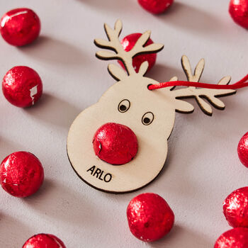 Personalised Chocolate Reindeer Christmas Place Setting, 3 of 5