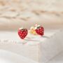 Enamel Strawberry 9ct Gold Stud Earrings, thumbnail 3 of 5