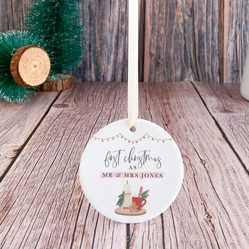 Custom Newlywed Ceramic Ornament Gift, 6 of 7