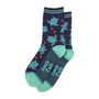 Women's Sea Turtles Bamboo Ankle Socks Navy Mint, thumbnail 2 of 4