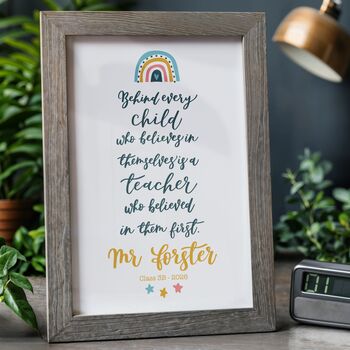 Behind Every Child Print Personalised Teacher Gift, 5 of 12