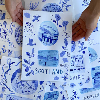 Scotland Art Print Blue Portuguese Tiles, 3 of 3