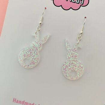 Easter Bunny Glitter Earrings, 3 of 4