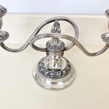 Antique Silver Plated Two Sconce Candelabra, 7 of 8