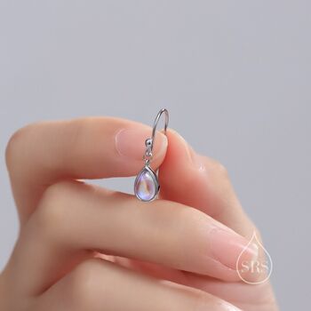 Moonstone Droplet Drop Hook Earrings, 7 of 10