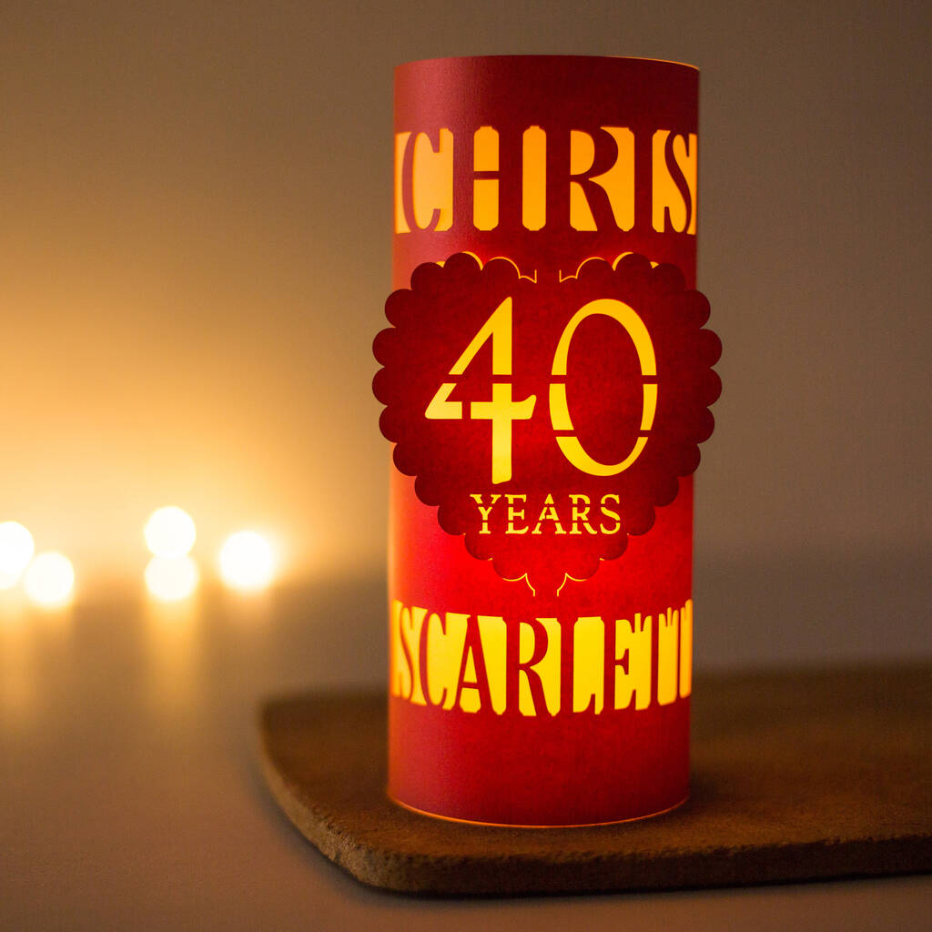 40th Ruby Wedding Anniversary Personalised Gift Lantern, 1 of 5