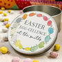 Personalised Egg Wreath Easter Eggs Round Tin, thumbnail 2 of 2
