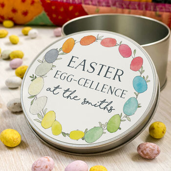 Personalised Egg Wreath Easter Eggs Round Tin, 2 of 2