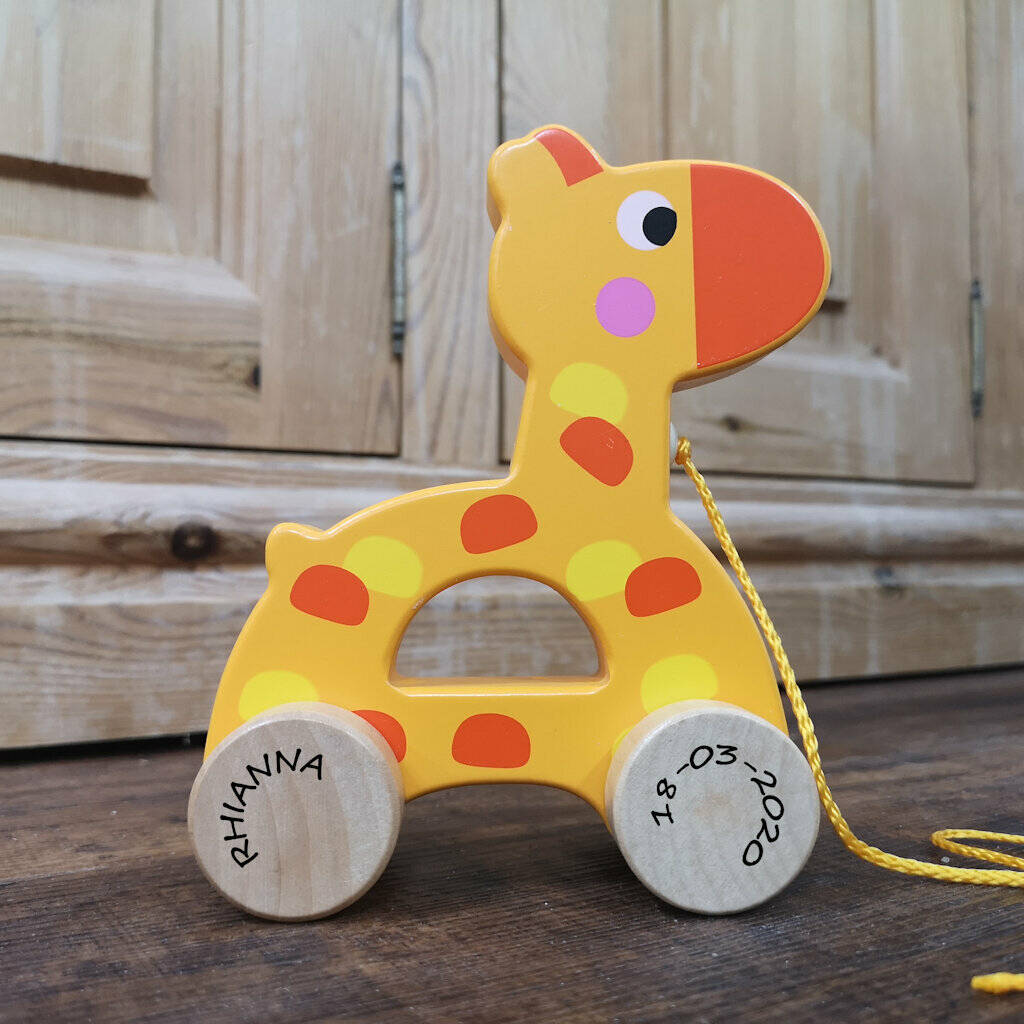 Personalised Wooden Pull Along Giraffe, 1 of 4