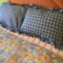 Retro Gingham Organic Cotton Pillow Case Frilled, thumbnail 3 of 4