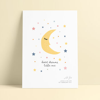 Personalised Sweet Dreams Little One Moon Nursery Print, 2 of 3