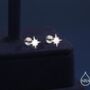 16 G Starburst Internally Threaded Flat Back Earrings In Sterling Silver, thumbnail 1 of 11
