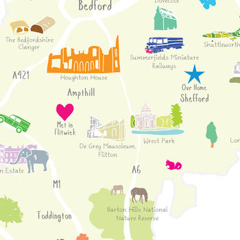 Personalised Bedfordshire Map: Add Favourite Places, 3 of 3