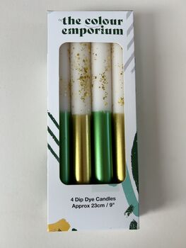 White, Gold And Green Glitter Christmas Candles 'Angel Wings And Mistletoe Kisses', 2 of 4