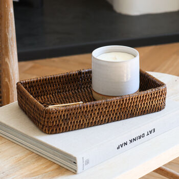 Marbury Brown Rectangular Rattan Decorative Tray, 2 of 3