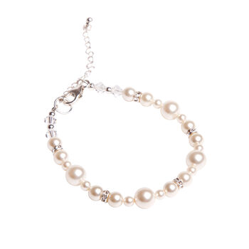 Swarovski Multi Size Pearl Diamante Wedding Necklace, 2 of 5
