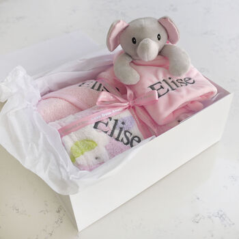 Personalised Pink Elephant Blanket, Comforter And Towel, 2 of 8
