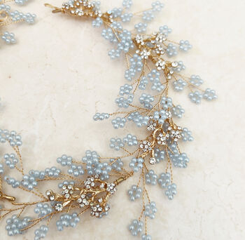 Blue Gypsophila Bridal Hair Vine, 2 of 7