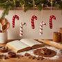 Handmade Felt Candy Cane Set Of Five Decorations, thumbnail 1 of 11