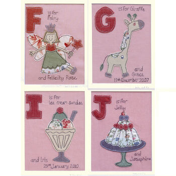 Personalised Girls Alphabet Embroidered Picture Gift, 7 of 12
