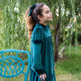 Emma Girls Velvet Dress With Matching Hair Clip, thumbnail 3 of 5