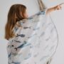 Baby Muslin Hooded Cape Poncho Whale Baby Gift, thumbnail 8 of 12