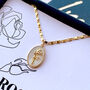Language Of Flowers Pearl And Gold Plate Necklace, thumbnail 10 of 12