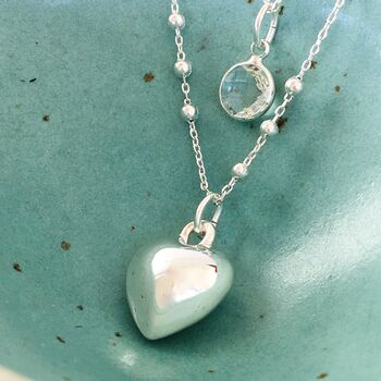 Silver Plated Crystal And Heart Layered Necklace, 2 of 7