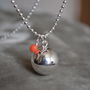 Harmony Ball Pregnancy Necklace With Coral Pearl, thumbnail 3 of 7